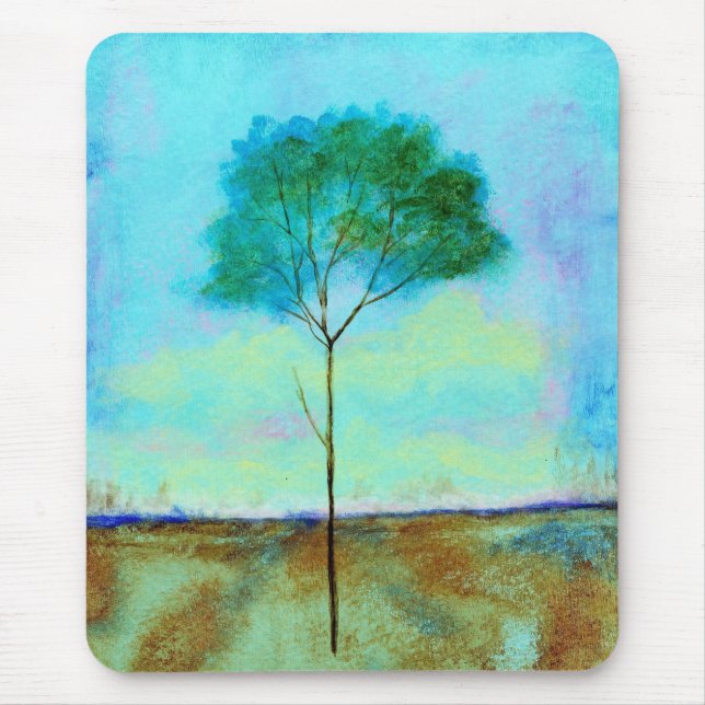 Tapis De Souris Peinture maigre solitaire d'arbre d'art abstrait (Devant)