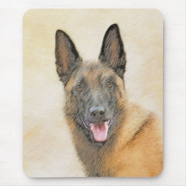 Tapis De Souris Peinture Malinoise belge - Cute Original Chien Art (Devant)