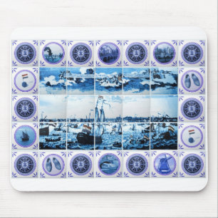 Tapis De Souris Peinture murale vintage de tuile de style de la