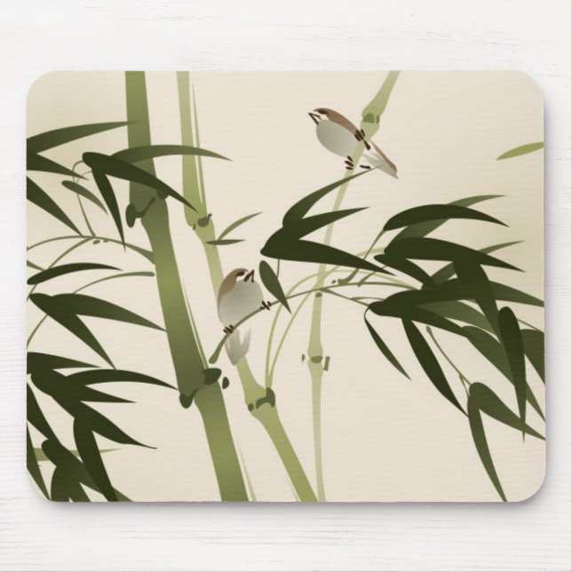 Tapis De Souris Peinture orientale de style, branches en bambou (Devant)