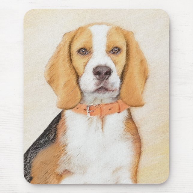 Tapis De Souris Peinture originale de chien Beagle Hound Art anima (Devant)
