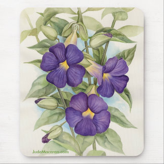 Tapis De Souris Peinture tropicale pourpre de fleur - multi