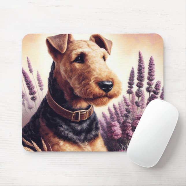 Tapis De Souris Peinture vintage Airedale Terrier (Avec souris)