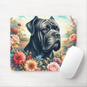 Tapis De Souris Peinture vintage de chien de corse de canne