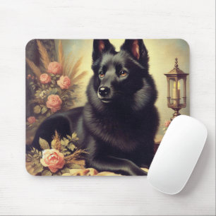 Tapis De Souris Peinture vintage de Chien Schipperke