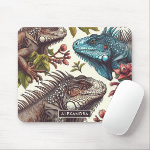 Tapis De Souris Peinture vintage Iguana sans fil