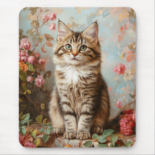 Tapis De Souris Peinture vintage Maine Coon Kitten