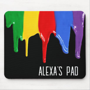 Tapis De Souris Peintures Arc-en-ciel avec Nom Personnel