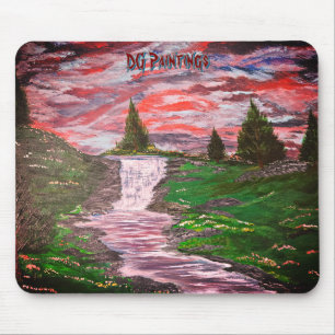 Tapis De Souris Peintures DG Coucher de soleil Prairie Cascade