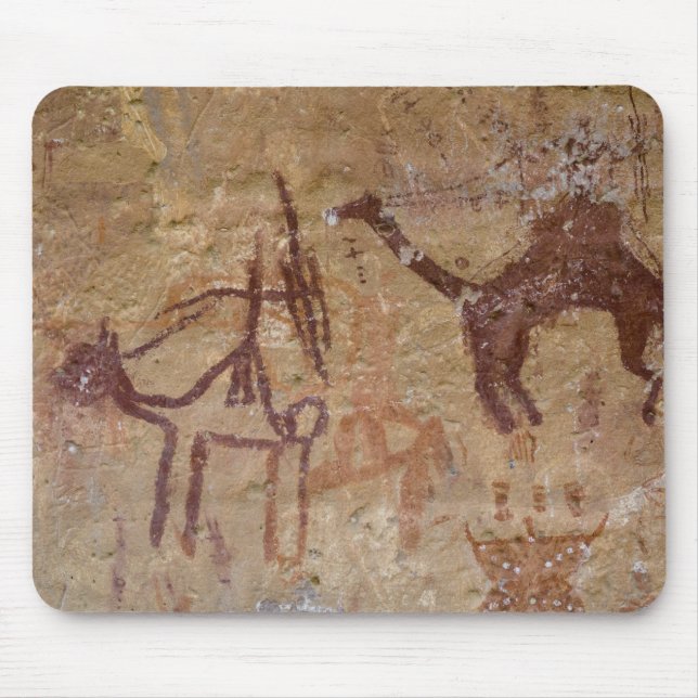 Tapis De Souris Peintures rupestres préhistoriques avec des chamea (Devant)