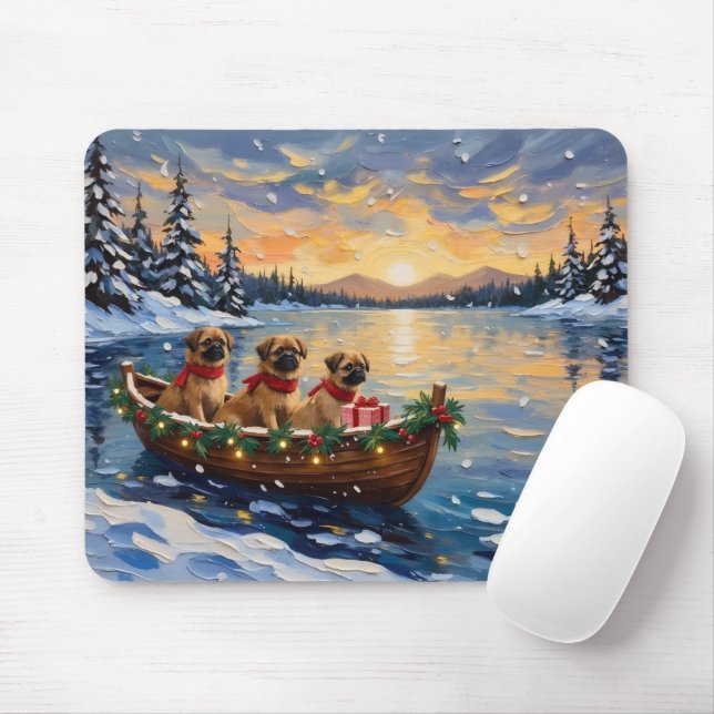 Tapis De Souris Pékinois Bateau de Noël Vacances (Avec souris)