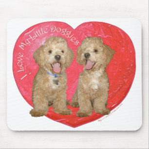 Tapis De Souris Pékinois / Croisement Caniche Saint-Valentin