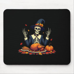 Tapis De Souris Pèlerin de Thanksgiving Drôle de Squelette Fête d'