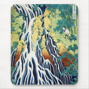 Tapis De Souris Pèlerins à la cascade Kirifuri art japonais