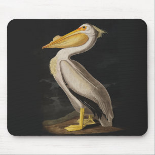 Tapis De Souris Pélican blanc d'Audubon - Impression vintage d'ois