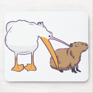 Tapis De Souris Pelican essaie de manger Capybara Funny Cute Kawai