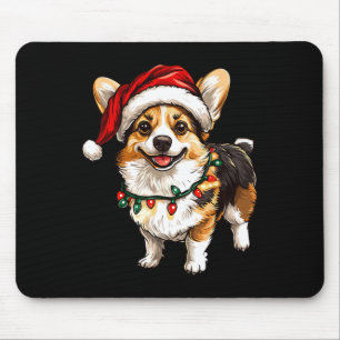 Tapis De Souris Pembroke Welsh Corgi Santa Arbre de Noël Lumières