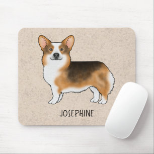 Tapis De Souris Pembroke Welsh Corgi Tricolore à Tête Rousse Avec