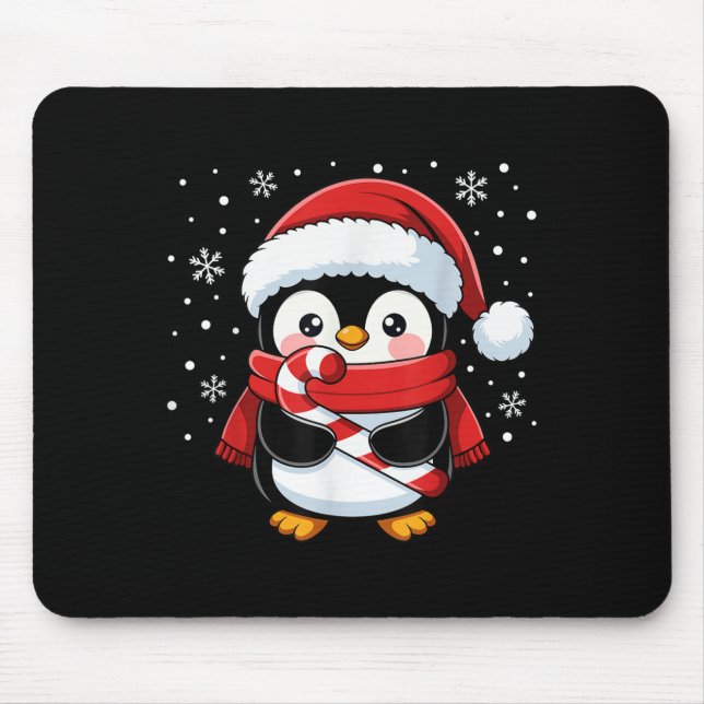 Tapis De Souris Penguin Christmas Candy Cane Winter Toddler Girl B (Devant)