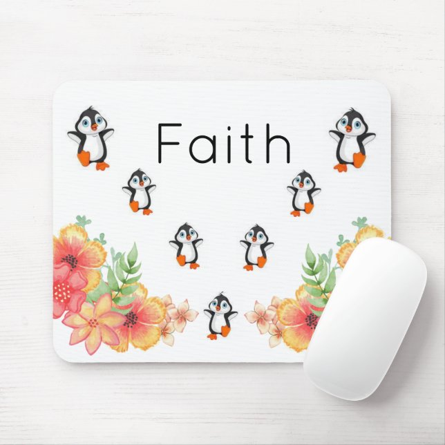 Tapis De Souris Penguin Floral Faith Stripe  Mouse Pad! Mouse Pad (Avec souris)