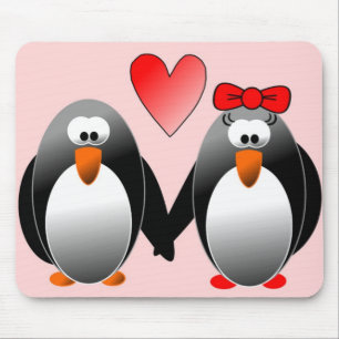 TAPIS DE SOURIS PENGUINS AMOUREUX