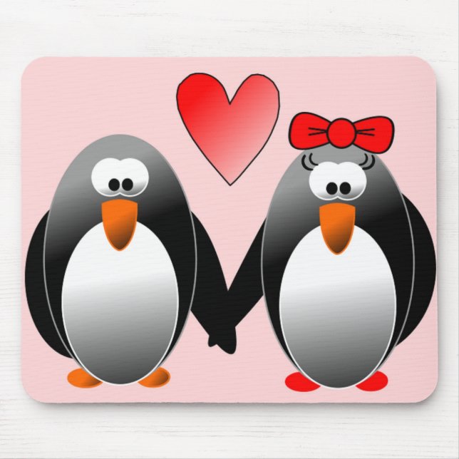 TAPIS DE SOURIS PENGUINS AMOUREUX (Devant)