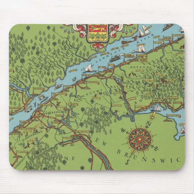 Tapis De Souris Péninsule de Gaspe, Carte du Canada (Devant)