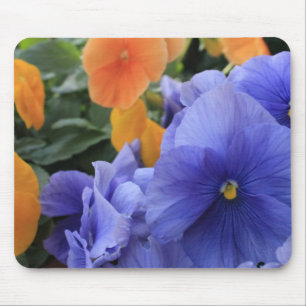 Tapis De Souris Pensées pourpres et oranges avec la photo florale