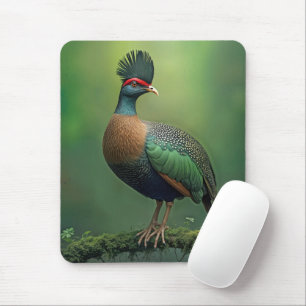 Tapis De Souris Perdrix en berceau sur une branche recouverte de m