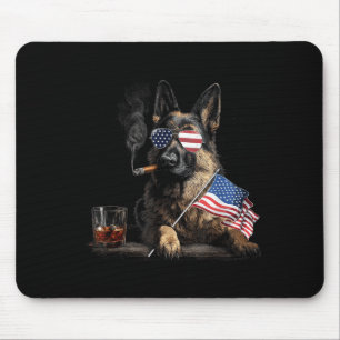 Tapis De Souris Père de chien berger allemand Patriotique Drapeau
