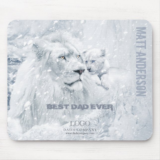 Tapis De Souris Père & Fils / Meilleur papa, Lion blanc & Cub sur  (Devant)
