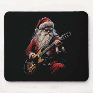Tapis De Souris Père Noël à la guitare rock jouant de la guitare -
