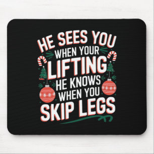 Tapis De Souris Père Noël aime Jour de la Jambe Fitness de Noël -