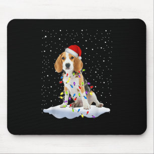 Tapis De Souris Père Noël Beagle Noël Lumière Snowfake Chien Maman