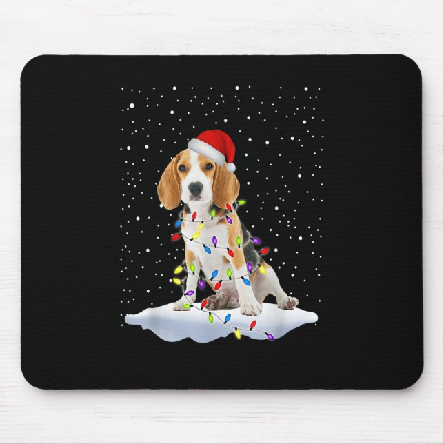 Tapis De Souris Père Noël Beagle Noël Lumière Snowfake Chien Maman (Devant)