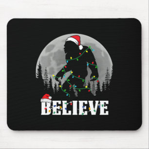 Tapis De Souris Père Noël Bigfoot Lumières de Noël Drôle Sasquatch