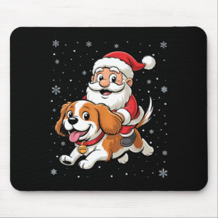 Tapis De Souris Père Noël chevauchant un Cavalier King Charles Spa