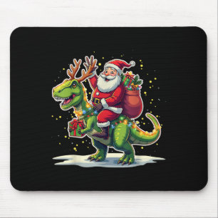 Tapis De Souris Père Noël chevauchant un dinosaure T Rex cerf lumi