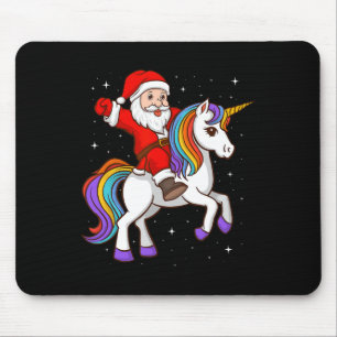 Tapis De Souris Père Noël chevauchant une licorne animale mystique