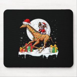Tapis De Souris Père Noël Chihuahua équitation Giraffe Propriétair