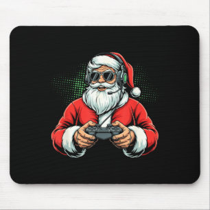 Tapis De Souris Père Noël cool jouant aux jeux vidéo Noël garçon j