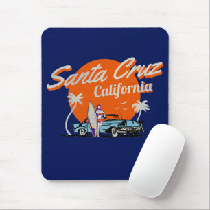 Tapis De Souris Père Noël Cruz Californie Art Vintage