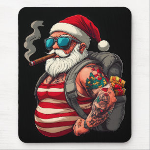 Tapis De Souris Père Noël de Noël tatoué Street Rebel