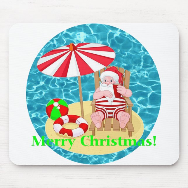 Tapis De Souris Père Noël de plage (Devant)