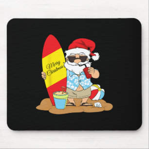 Tapis De Souris Père Noël de planche de surf d'été plage Hawaïen N