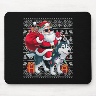 Tapis De Souris Père Noël de style pull de Noël moche chevauchant