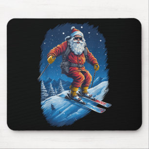 Tapis De Souris Père Noël dévalant les pentes Père Noël skiant Noë