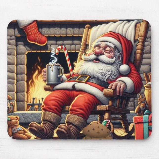 Tapis De Souris Père Noël dort Noël (Devant)