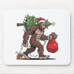 Tapis De Souris Père Noël drôle Bigfoot Lumières de sapin de Noël
