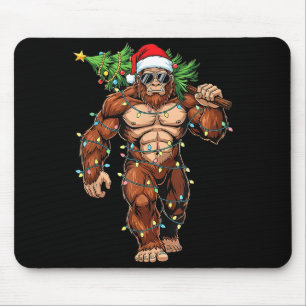 Tapis De Souris Père Noël drôle Bigfoot Sapin de Noël Crypt Christ